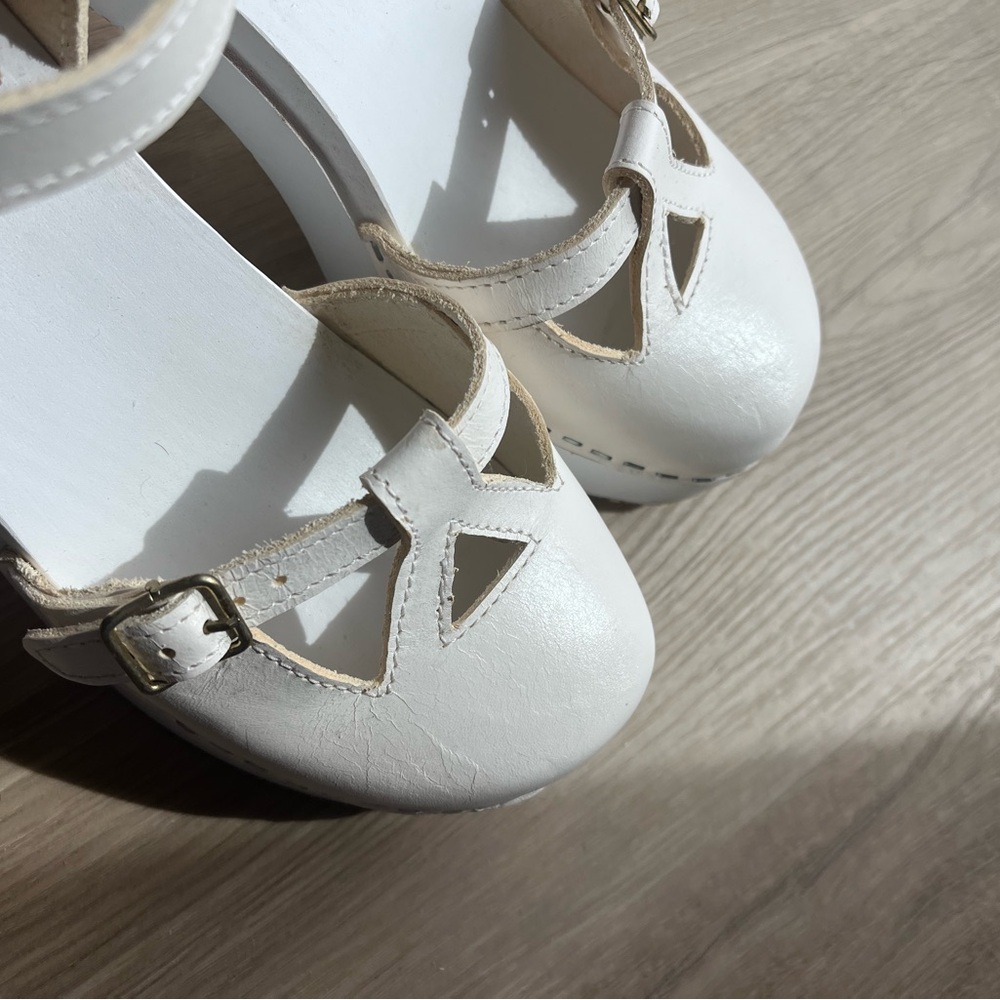 Swedish Hasbeens Retro Sky High White Clog - Picture 8 of 12